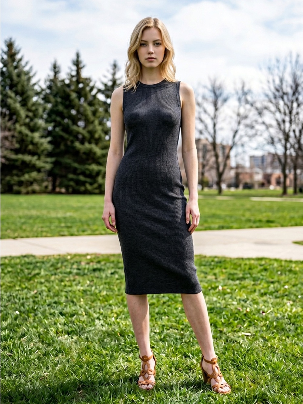 Forever 21 Charcoal Sleeveless Midi Dress